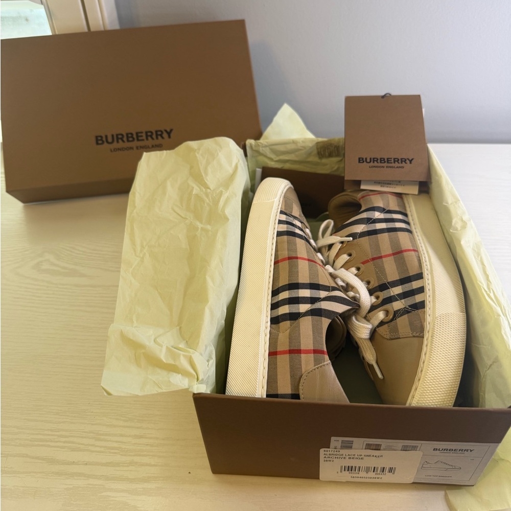 Burberry Women’s Beige Checkered Sneakers